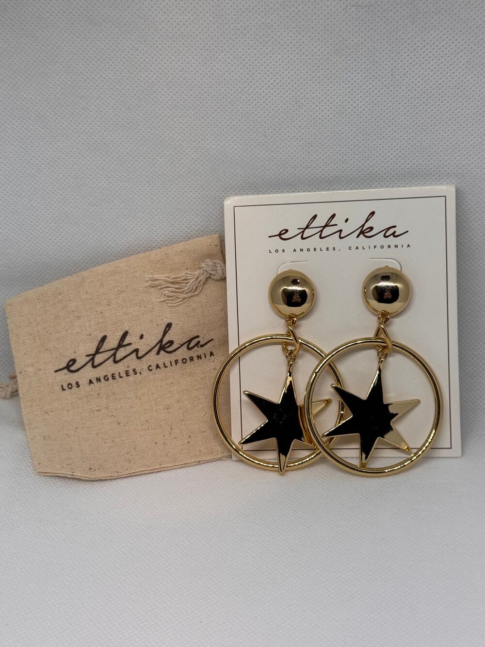 NEW ETTIKA ANTHROPOLOGY Gold-Tone Star Charm Dangle Earrings